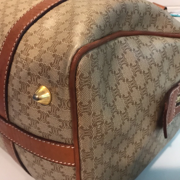 Celine Tan and Brown Satchel with Patterned Scarf - Picture 8 of 16